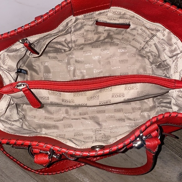 MICHAEL KORS ~ Whipped Hamilton Red Leather ~ Convertible Crossbody ~ Satchel - Picture 7 of 11